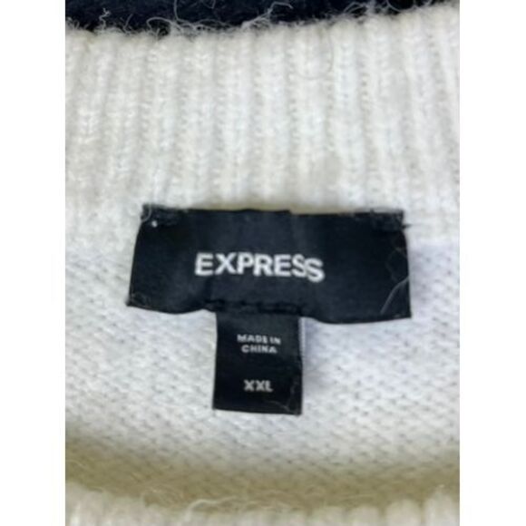Express Neutral Striped Colorblock Sweater Crewneck‎ Pullover Winter Casual XXL - Picture 3 of 5